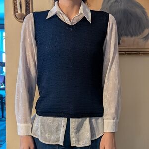 black knit v-neck vest